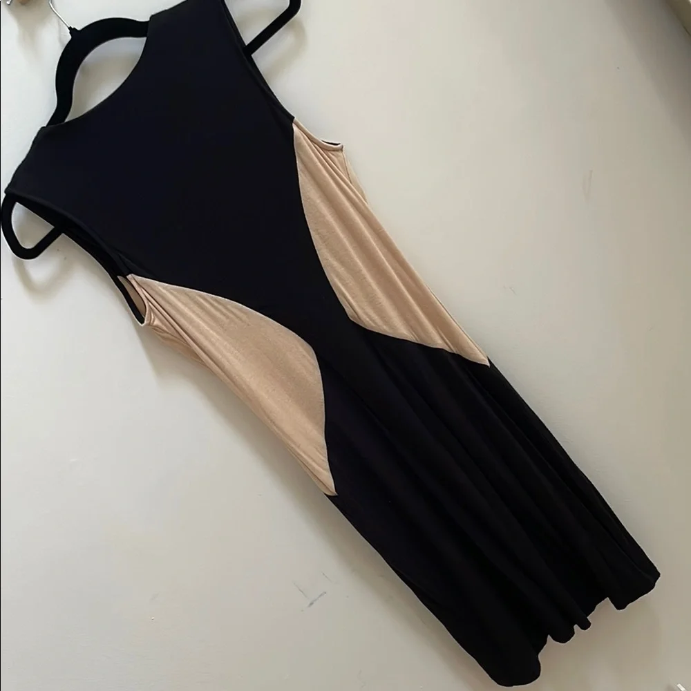 Froxx Black and Tan Plunge Bodycon Dress - size XS